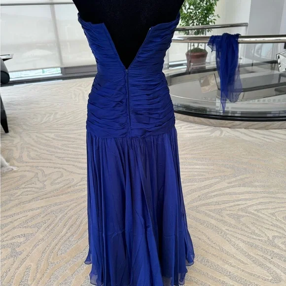 Vintage Mignon Deep Blue Strapless Gown - Picture 3 of 10